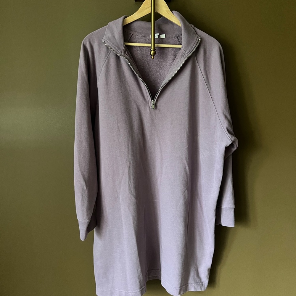 Gap Half-Zip Sweatshirt Dress in Lilac size L